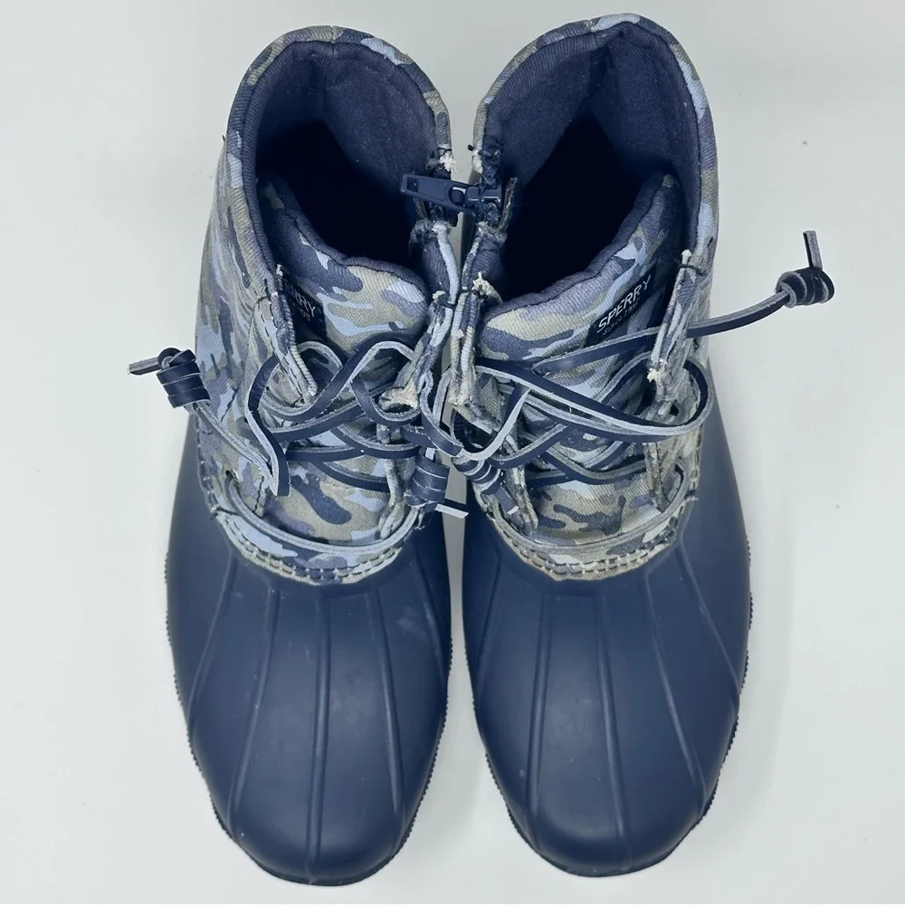 Big Kids Sperry zip Camouflage Duck Boots size 4y